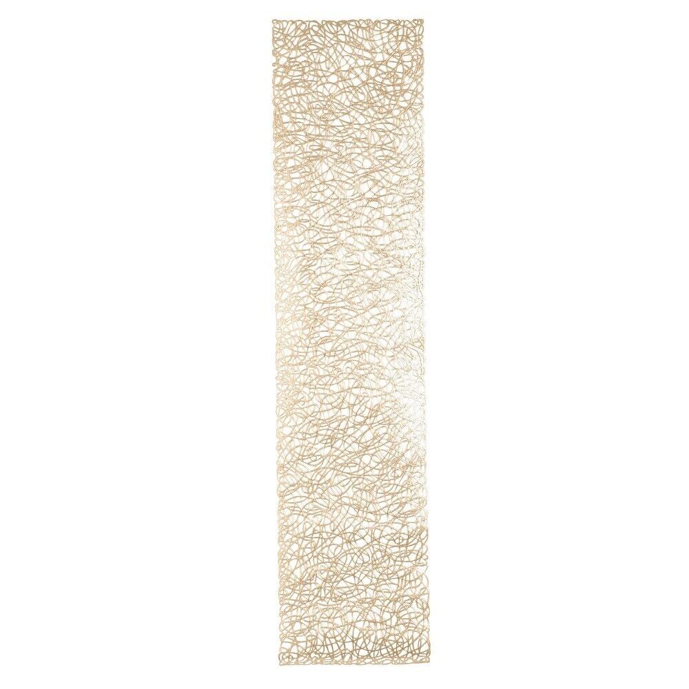 Home Details Rope Laser Cut Metallic Gold PVC Table Runner 14x60 Modern NWOT